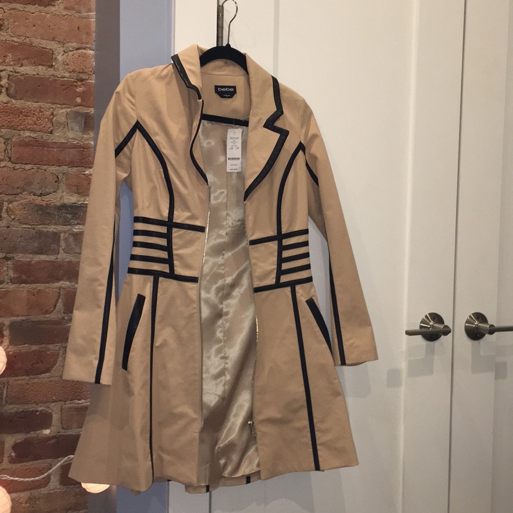 Bebe Trench Coat with Leather accents